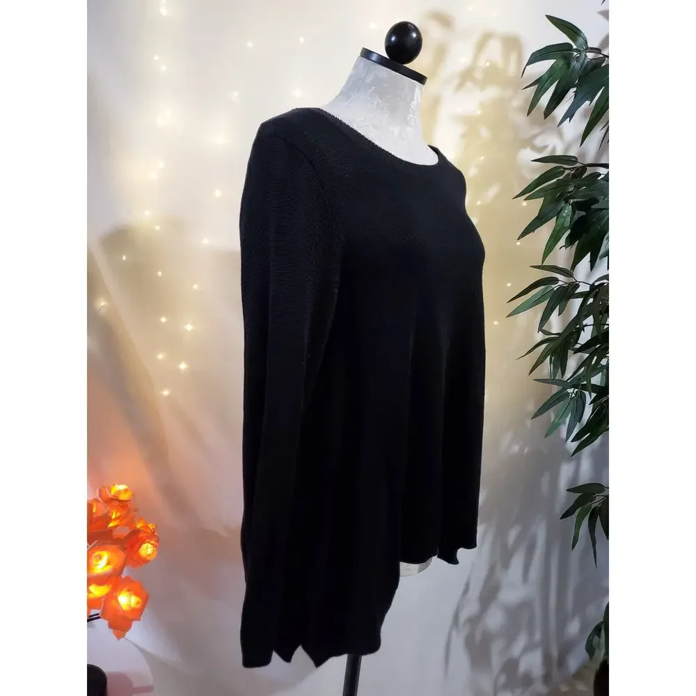 Lauren Ralph Lauren Long Sleeve Knit Sweater Women's Size M Black Boatneck
